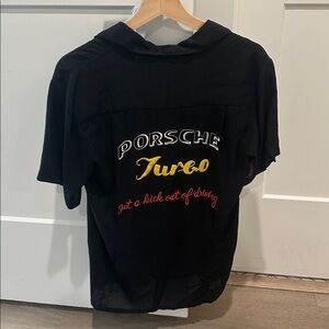 Porsche Design Black Short-Sleeve Button-Front Camp Collar Shirt